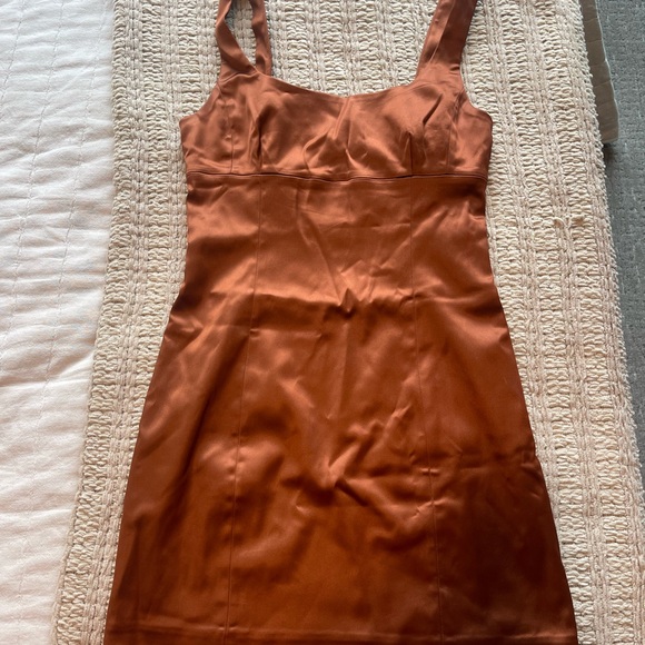 Wilfred Copper Satin Square-Neck Mini Dress - Picture 3 of 5